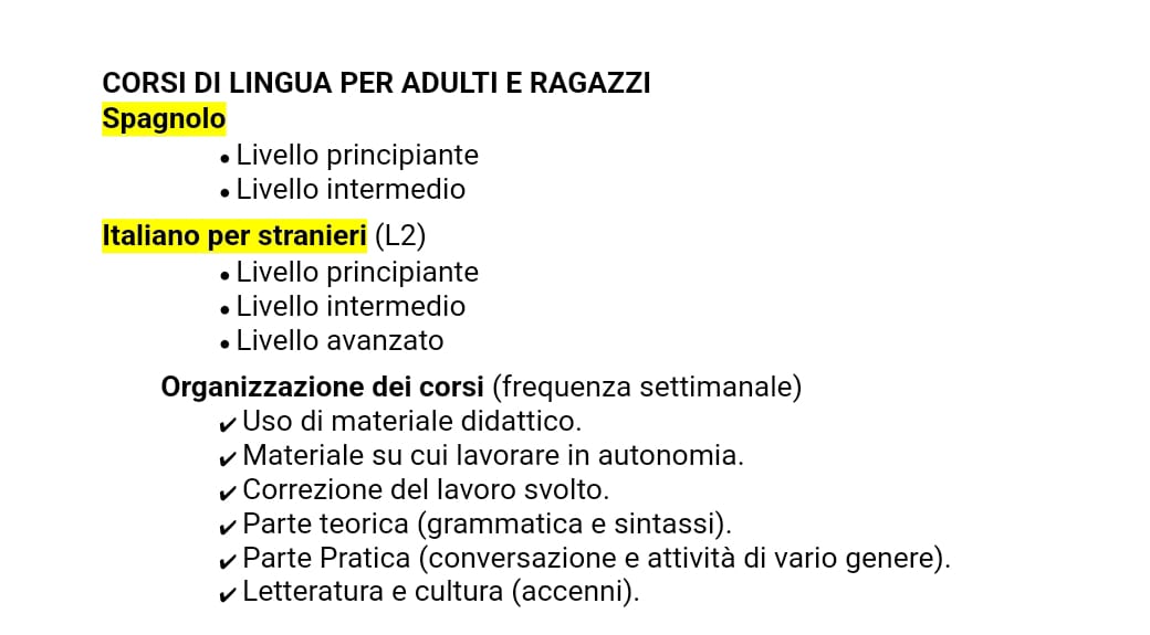 Corsi di lingua